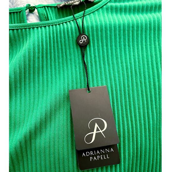 NEW Adrianna Papell Green Trapeze Top Pleated 3/4-sleeves Blouse Shirt Sz Small - Picture 7 of 9